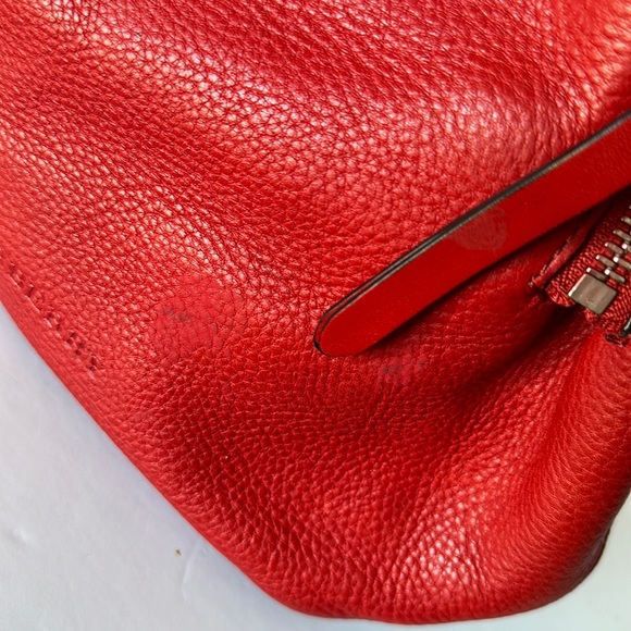 AUTHENTIC MAIDSTONE TOTE LEATHER AND HOUSE CHECK CANVAS RED BURBERRY - Picture 13 of 16